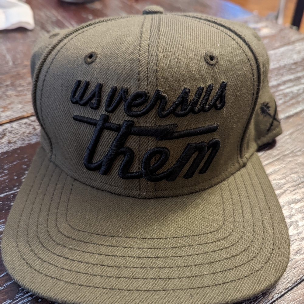 Us versus them green flat brim hat
